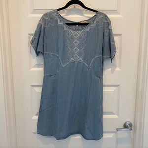 Anthropologie Chambray Stitching Detail Dress